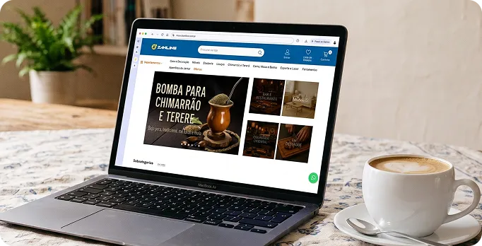 Loja virtual da Zanline aberta em um notebook