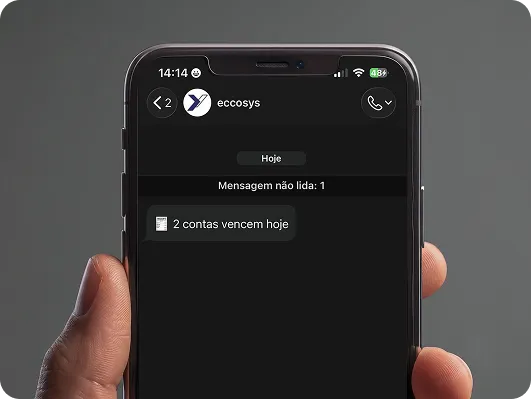 Celular com a notificação de duas contas vencendo hoje